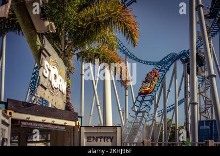 Gold Coast, Queensland, Australia - giro emozionante Storm al parco a tema Seaworld Foto Stock