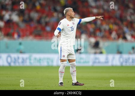 Al Thumama, Qatar. 23rd Nov 2022. Francisco Calvo (CRC) Calcio/Calcio : Coppa del mondo FIFA 2022 fase di Gruppo incontro di Gruppo e tra Spagna 7-0 Costa Rica al Thumama Stadium di al Thumama, Qatar . Credit: Mutsu Kawamori/AFLO/Alamy Live News Foto Stock