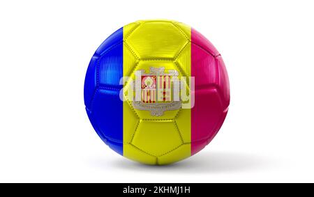 Andorra - bandiera nazionale sulla palla di calcio - 3D illustrazione Foto Stock