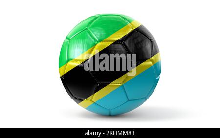 Tanzania - bandiera nazionale sulla palla di calcio - 3D illustrazione Foto Stock