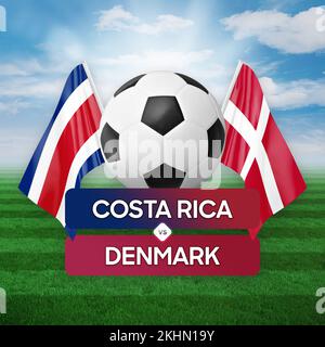 Costa Rica vs Danimarca nazionale squadre calcio partita di competizione concetto. Foto Stock