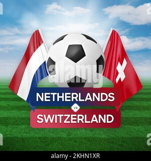 Paesi Bassi vs Svizzera nazionale squadre calcio partita di calcio concetto di competizione. Foto Stock