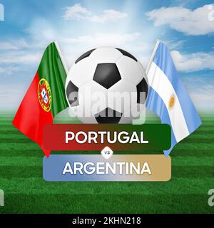 Portogallo vs Argentina nazionale squadre calcio partita concetto di competizione. Foto Stock