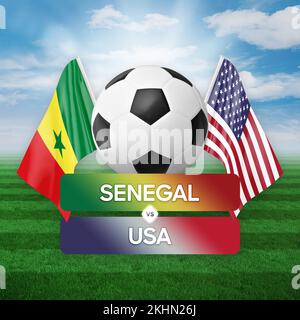 Senegal vs USA nazionale squadre calcio partita di calcio concetto di competizione. Foto Stock
