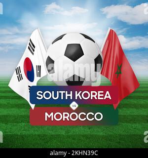 Corea del Sud vs Marocco nazionale squadre calcio partita di calcio concetto di competizione. Foto Stock