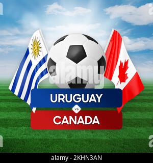 Uruguay vs Canada nazionale squadre di calcio partita di calcio concetto di competizione. Foto Stock