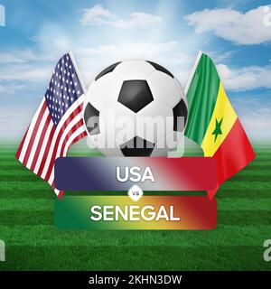 USA vs Senegal nazionale squadre calcio partita di calcio concetto di competizione. Foto Stock