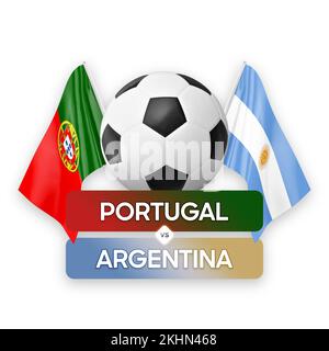 Portogallo vs Argentina nazionale squadre calcio partita concetto di competizione. Foto Stock