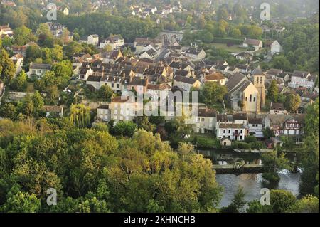 Francia. Seine-et-Marne (77) Vista aerea del villaggio di Montigny-sur-Loing (Valle del Loing) Foto Stock