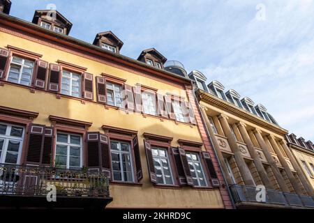 Architettura su Hauptstraße a Heidelberg, Germania sud-occidentale Europa UE Foto Stock