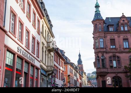 Architettura su Hauptstraße a Heidelberg, Germania sud-occidentale Europa UE Foto Stock