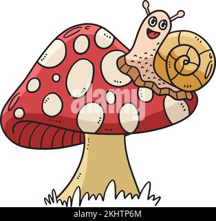 Lumaca su Clipart color cartoon fungo Illustrazione Vettoriale