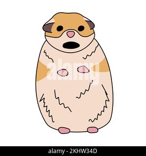 Meme famoso con criceto spaventato. Illustrazione piatta del vettore di divertimento del fumetto. Animale sorpreso spaventato. Adesivo per messaggeri. Aprire la bocca. Terrorizzato. Illustrazione Vettoriale