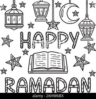 Felice Ramadan colorazione pagina per i bambini Illustrazione Vettoriale