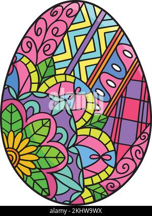 Uovo di Pasqua Mandala Cartoon Clipart colorato Illustrazione Vettoriale