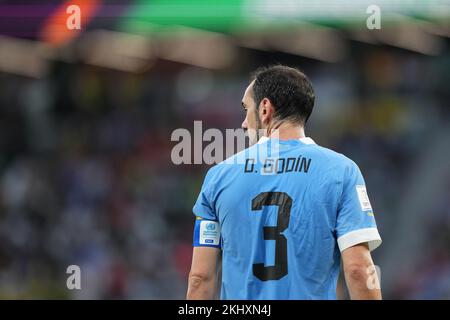 Rayan, Qatar. 23rd Nov 2022. Diego Godin dell'Uruguay durante la partita di Coppa del mondo del Qatar 2022, gruppo H, data 1, tra l'Uruguay e la Repubblica di Corea ha giocato allo stadio Education City il 24 novembre 2022 a Rayan, Qatar. (Foto di Bagu Blanco/PRESSINPHOTO) Credit: PRESSINPHOTO SPORTS AGENCY/Alamy Live News Foto Stock