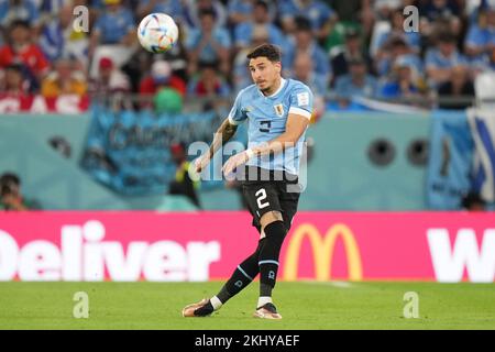 Rayan, Qatar. 23rd Nov 2022. Jose Maria Gimenez dell'Uruguay durante la partita di Coppa del mondo del Qatar 2022, gruppo H, data 1, tra l'Uruguay e la Repubblica di Corea ha giocato al Education City Stadium il 24 novembre 2022 a Rayan, Qatar. (Foto di Bagu Blanco/PRESSINPHOTO) Credit: PRESSINPHOTO SPORTS AGENCY/Alamy Live News Foto Stock