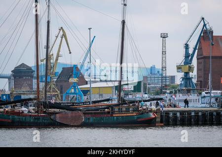 Stralsund, Meclemburgo-Pomerania anteriore, Germania - MV Werften Wismar-Rostock-Stralsund. Dal marzo 2016, il cantiere navale delle navi da crociera appartiene al Malay Foto Stock