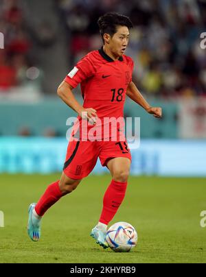 Lee Kang-in della Corea del Sud durante la partita di Coppa del mondo FIFA Group H al Education City Stadium, Doha, Qatar. Data immagine: Giovedì 24 novembre 2022. Foto Stock