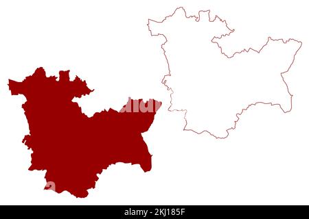 Mappa del distretto non metropolitano di Bromsgrove (Regno Unito di Gran Bretagna e Irlanda del Nord, contea cerimoniale Worcestershire o Worcs, Inghilterra) ve Illustrazione Vettoriale