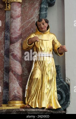 Statua del Santo sull'altare di San Francesco Borgia nella chiesa parrocchiale di nostra Signora della neve a Dubovac, Karlovac, Croazia Foto Stock