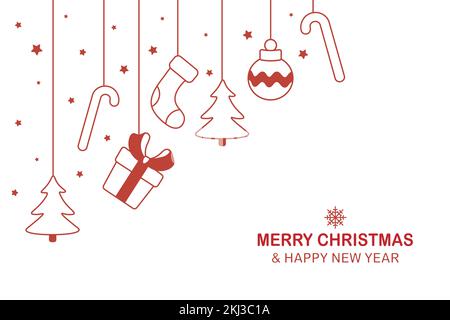 Mano disegnato allegro natale decorativo di sfondo elementi sono sulla sinistra Illustrazione Vettoriale