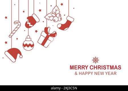 mano disegnato allegro natale decorativo sfondo layout sinistra Illustrazione Vettoriale