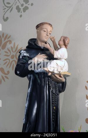 Sant'Antonio di Padova con il bambino Gesù, statua nella chiesa parrocchiale di San Giovanni Battista a Gornji Desinec, Croazia Foto Stock