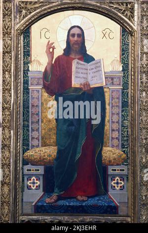 Gesù Cristo Pantocratore, iconostasi nella Cattedrale greco-cattolica della Santa Trinità a Krizevci, Croazia Foto Stock