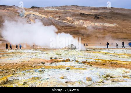 Hverir Myvatn Area geotermica in Islanda Foto Stock