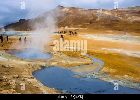 Hverir Myvatn Area geotermica in Islanda Foto Stock