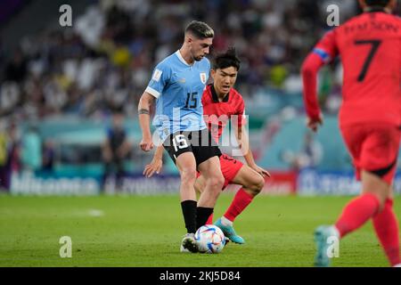 Al Rayyan, Qatar. 24th Nov 2022. Federico Valverde (URY) Calcio : Coppa del mondo FIFA Qatar 2022 Gruppo H incontro tra Uruguay 0-0 Corea del Sud allo Stadio Education City di al Rayyan, Qatar . Credit: Naoki Morita/AFLO SPORT/Alamy Live News Foto Stock