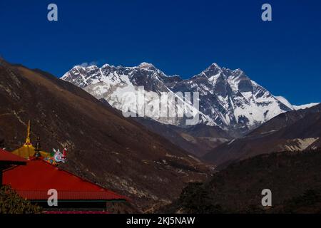 Tengboche Valley in Everest base Camp Trek, Nepal Foto Stock