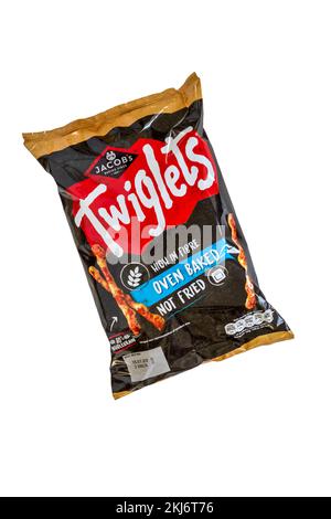 Un pacchetto di Twiglets, realizzato da Jacobs, una filiale di United Biscuits. Foto Stock