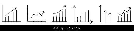 Raccolta di icone di crescita. Pittogrammi vettoriali isolati su sfondo bianco Illustrazione Vettoriale