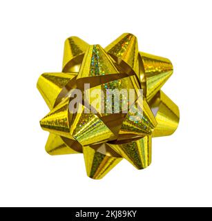 Arco di Natale in oro isolato su sfondo bianco con percorso di ritaglio Foto Stock