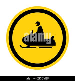 Snowmobile Crossing Sign su sfondo bianco Illustrazione Vettoriale