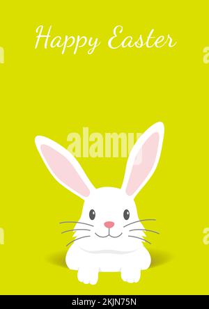 Pasqua sfondo Vector Illustration con un coniglio di Pasqua e spazio di testo isolato su uno sfondo giallo-verde. Illustrazione Vettoriale