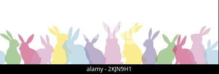 Colorful Easter Bunny Mascot Vector Illustration Set isolato su uno sfondo bianco. Illustrazione Vettoriale