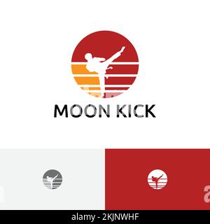 Moon Kick Taekwondo Marziale Art Sport Logo Illustrazione Vettoriale