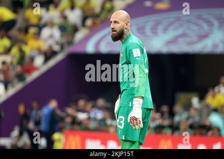 Doha, Qatar. 24th Nov 2022. Portiere della Serbia Vanja Milinkovic-Savic durante la Coppa del mondo FIFA 2022, partita di calcio del Gruppo G tra Brasile e Serbia il 24 novembre 2022 allo stadio di Lusail di al Daayen, Qatar - Foto: Jean Catuffe/DPPI/LiveMedia Credit: Independent Photo Agency/Alamy Live News Foto Stock