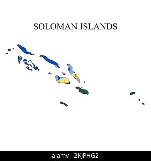 Illustrazione del vettore della mappa delle Isole Salomone. Economia globale. Paese famoso. Regione dell'Oceania. Isola polinesiana. Micronesiano Illustrazione Vettoriale