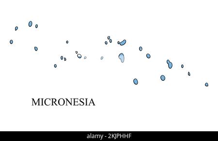 Illustrazione del vettore della mappa Micronesia. Economia globale. Paese famoso. Regione dell'Oceania. Isola polinesiana. Micronesiano Illustrazione Vettoriale