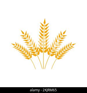 Logo corone di grano. Icona dell'orecchio del grano. Vettore agricoltura orecchie simbolo. Illustrazione Vettoriale