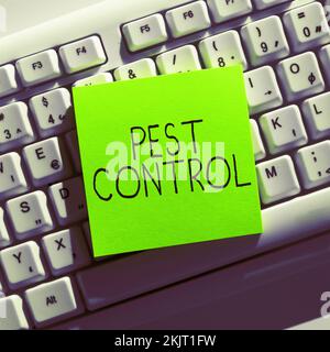 Didascalia testo che presenta Pest Control. Idea di business uccidendo insetti distruttivi che attacca raccolti e bestiame Foto Stock