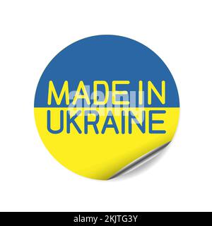 Etichetta adesiva con cartello rotondo Made in Ucraina Illustrazione Vettoriale