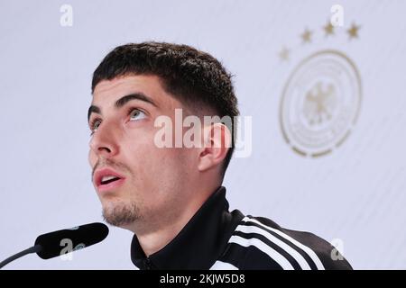 Al Shamal, Qatar. 25th Nov 2022. Calcio, Coppa del mondo 2022 in Qatar, conferenza stampa, nazionale, Germania, giocatore nazionale Kai Havertz parla a un PK. Credit: Christian Charisius/dpa/Alamy Live News Foto Stock