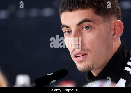 Al Shamal, Qatar. 25th Nov 2022. Calcio, Coppa del mondo 2022 in Qatar, conferenza stampa, nazionale, Germania, giocatore nazionale Kai Havertz parla a un PK. Credit: Christian Charisius/dpa/Alamy Live News Foto Stock