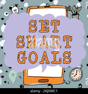 Segno che mostra Set Smart Goals (Imposta obiettivi intelligenti). Concetto che significa stabilire obiettivi realizzabili fare buoni piani aziendali Foto Stock