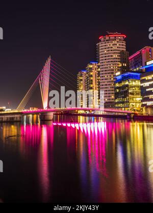 Bridge a Media City Manchester, Inghilterra, Regno Unito Foto Stock